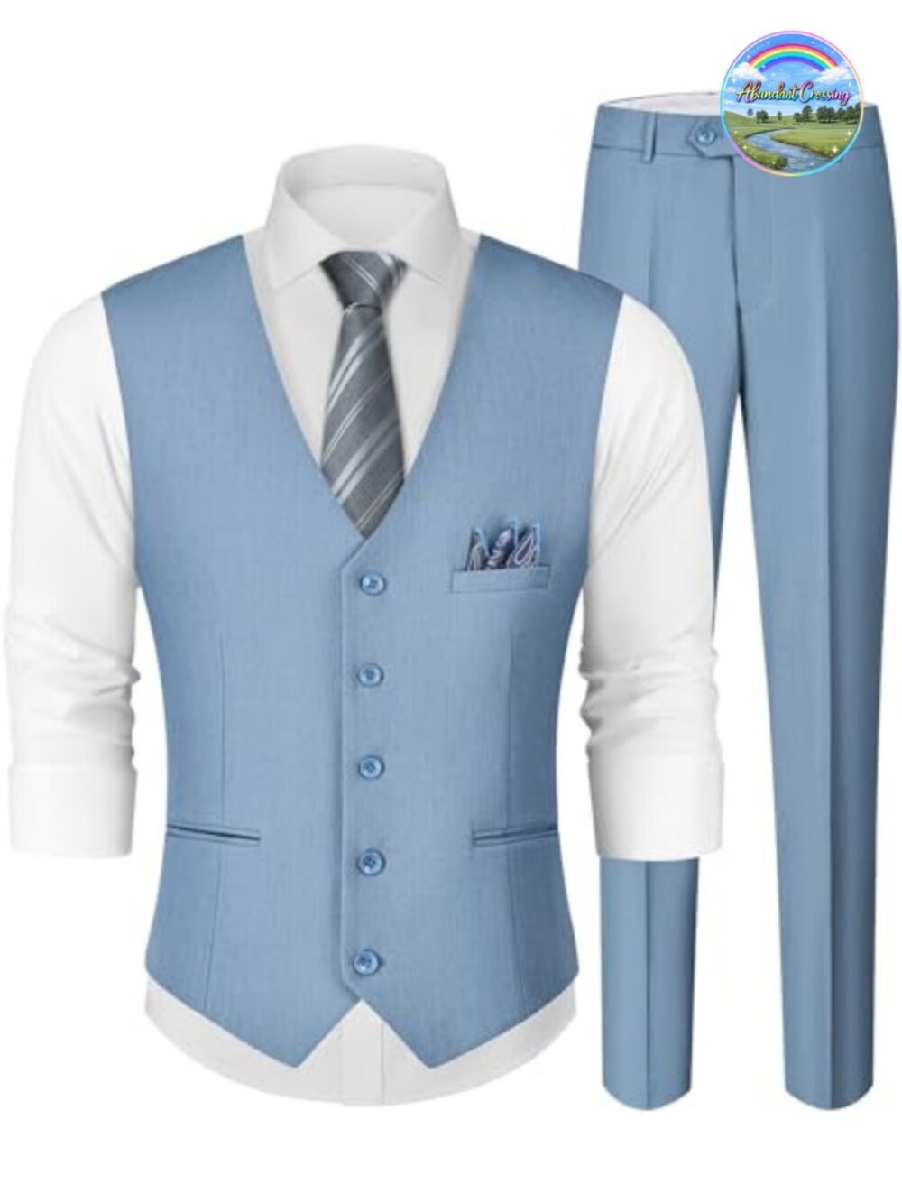 Men's Linen Suit Vest Pants Set Slim Fit 2 Piece Wedding Groomsmen
